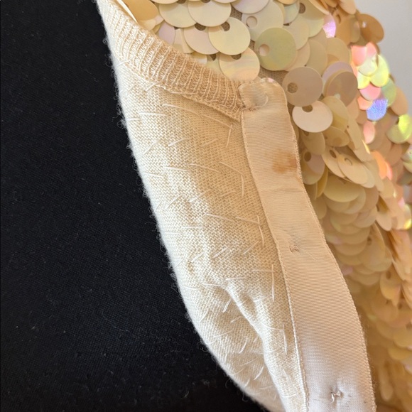 Norma Kamali Vintage 1980 Pailette Sequin Cream Iridescent Cardigan size Medium - Picture 10 of 13